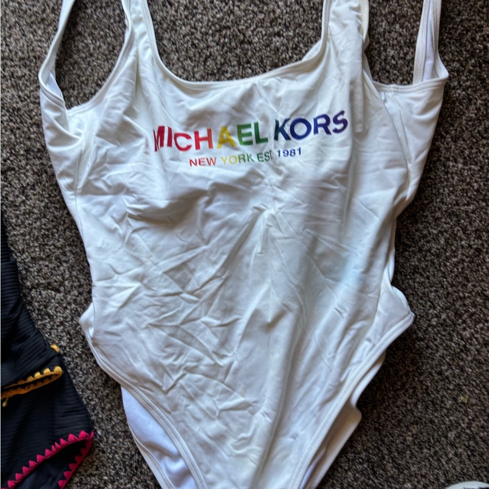 Michael Kors White Kids One Piece with Rainbow Logo